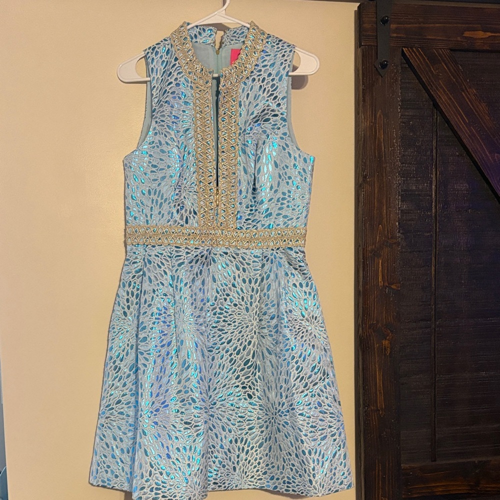 Lilly Pulitzer Blue and Gold Formal dress